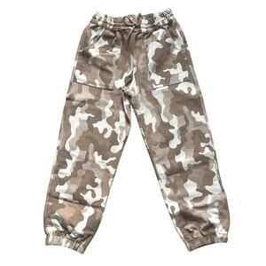 Lands' End Kids Drawstring Elastic Brown Camo Jogger Pants S Small 6-7 NWOT